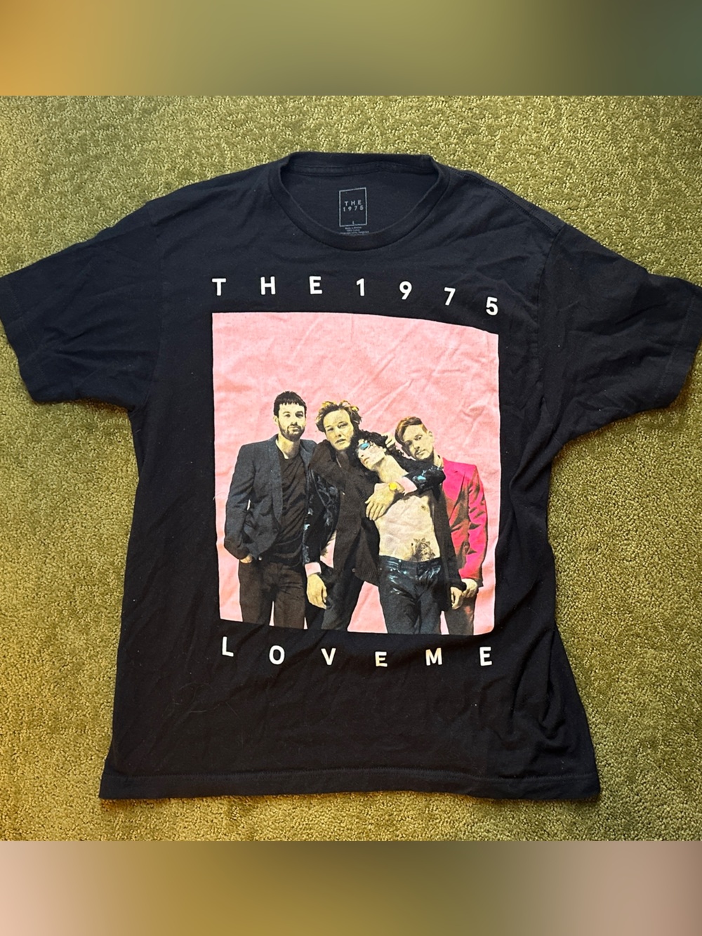 The 1975 Black Graphic Tee with Pink Photo Panel